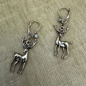 Gold Reindeer Dangle Earrings